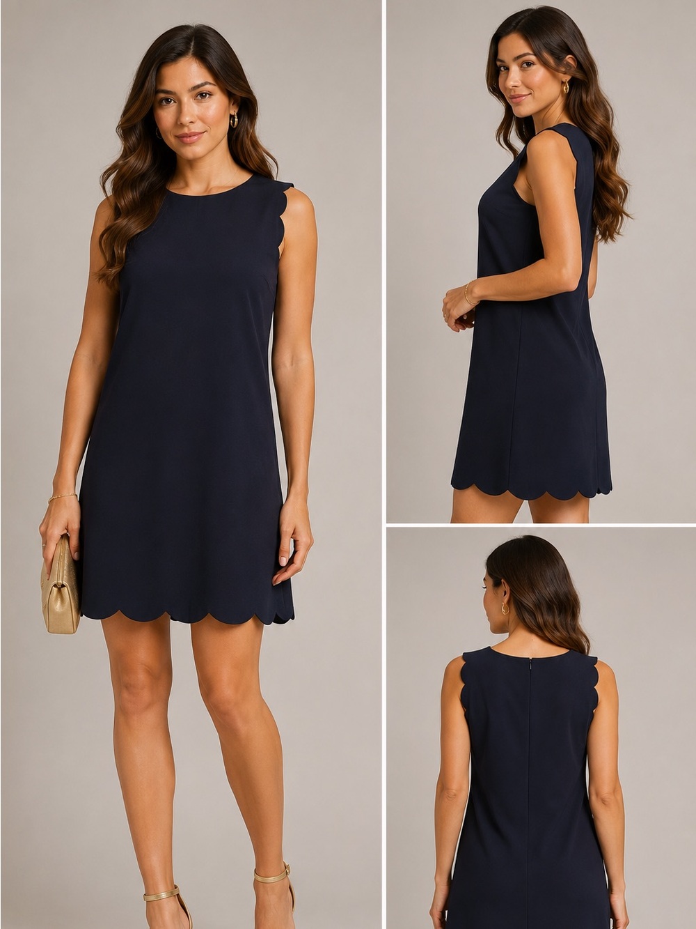J.Crew Navy Scalloped Shift Dress – Size 4
